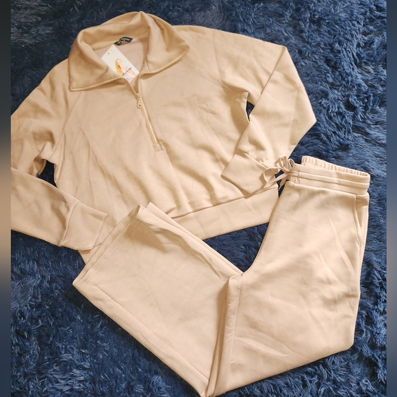 Nwt prettygarden 2 piece tan softstreme half zip and sweatpants set size medium - Picture 7 of 16